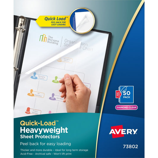 Avery&reg; Diamond Clear Quick Load Sheet Protectors Acid-Free 50 Protectors (73802)