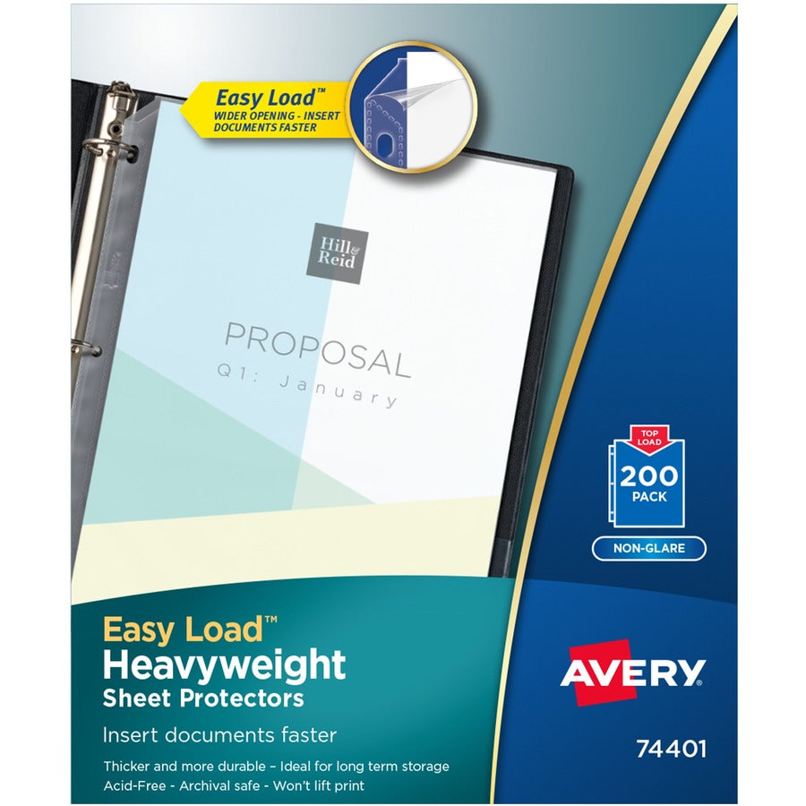 Avery&reg; Non-Glare Heavyweight Sheet Protectors Top Loading 200 Protectors