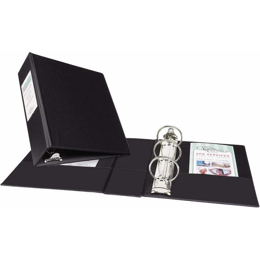 Avery&reg; Mini Durable 3 Ring Binder 2" Round Rings Holds 5.5" x 8.5" Paper Label Holder 1 Black Binder (27554)