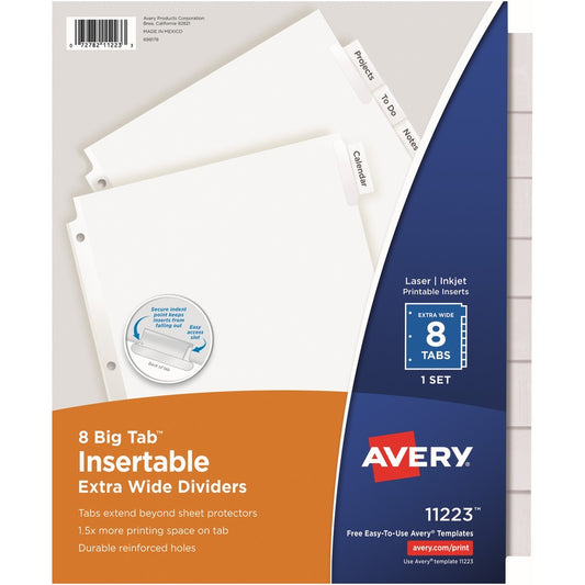 Avery&reg; Big Tab(TM) Insertable Extra-Wide Dividers 8 Clear Tabs 1 Set (11223)