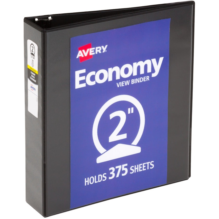 Avery&reg; Economy View Binder 2" Round Rings 375-Sheet Capacity Black (5730)