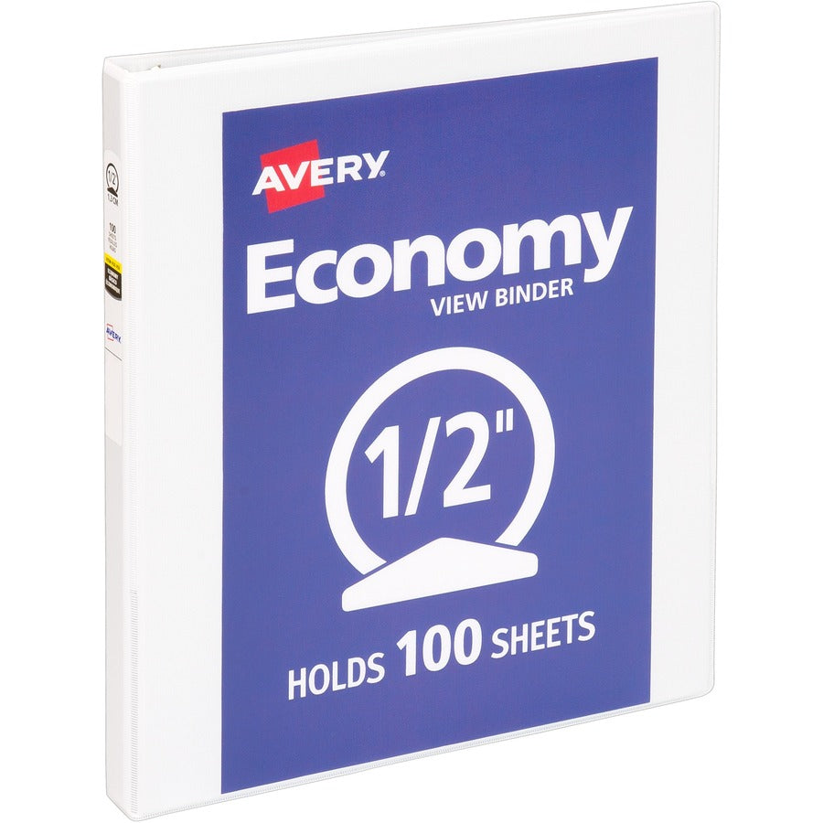 Avery&reg; Economy View 3 Ring Binder 0.5" Round Rings 1 White Binder (05706)