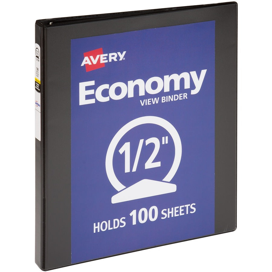 Avery&reg; Economy View Binder 1/2" Round Rings 100-Sheet Capacity Black (05705)