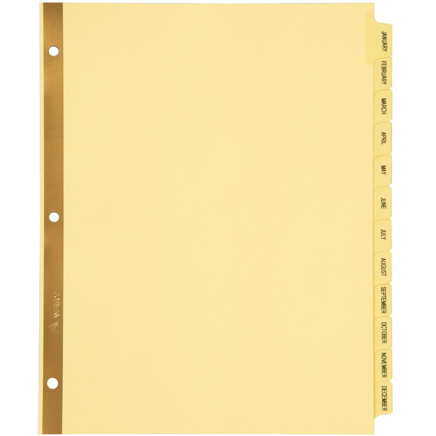 Avery&reg; Preprinted Laminated Tab Dividers Gold Reinforced Binding Edge Jan-Dec Tabs 1 Set (11307)