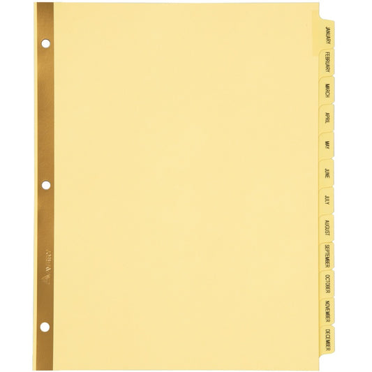 Avery&reg; Preprinted Laminated Tab Dividers Gold Reinforced Binding Edge Jan-Dec Tabs 1 Set (11307)