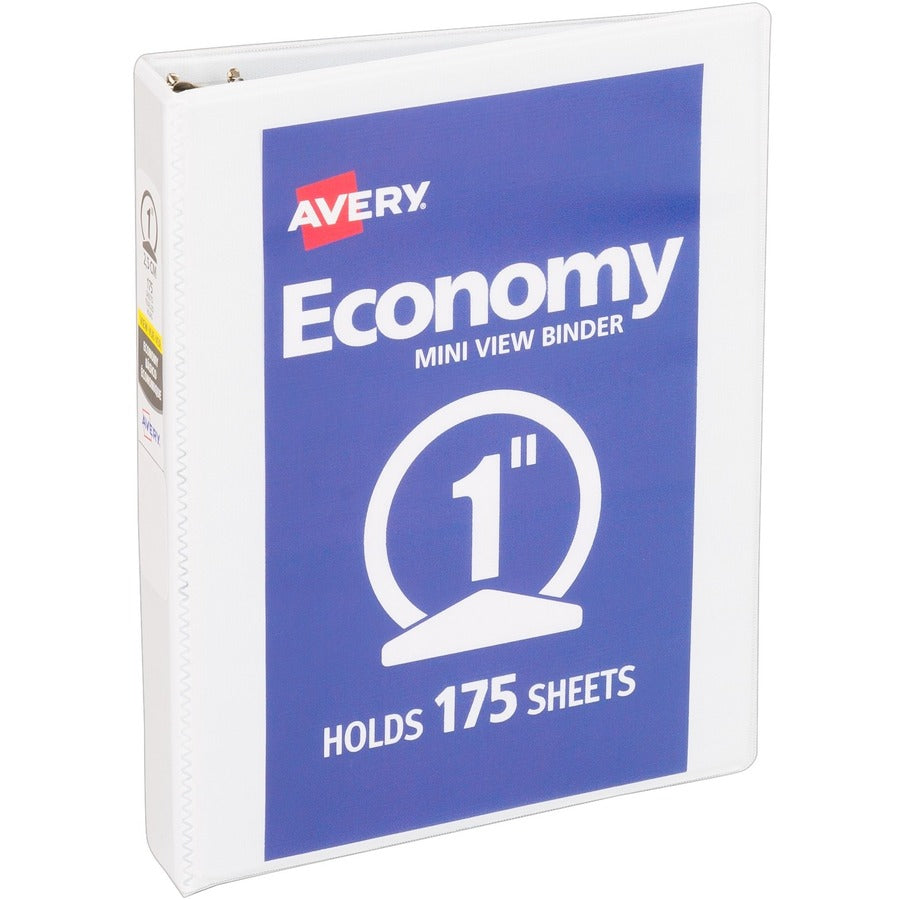 Avery&reg; Mini 5-1/2" x 8-1/2" Economy View Binder 1" Round Rings 175-Sheet Capacity White (5806)