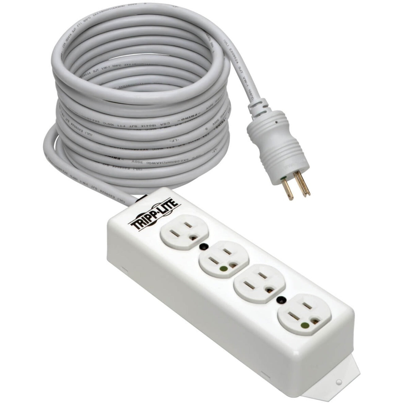 Tripp Lite Safe-IT Medical-Grade Power Strip UL 1363 4 Hospital-Grade Outlets Antimicrobial 15 ft. (4.57 m) Cord