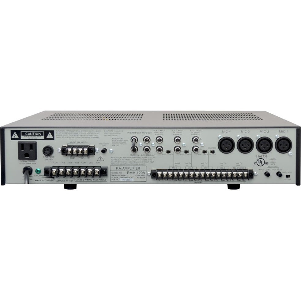 Speco Contractor PMM120A Amplifier - 120 W RMS - 5 Channel - Black