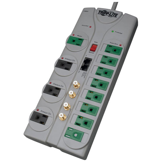 Tripp Lite Eco-Surge 12-Outlet Home/Business Theater Surge Protector 10 ft. (3.05 m) Cord 3600 Joules Accommodates 8 Transformers