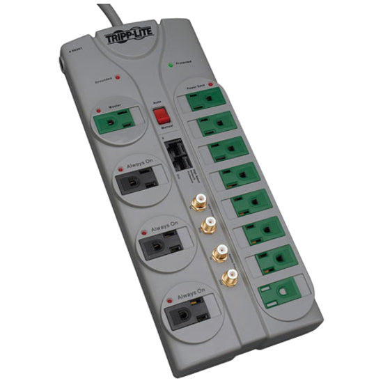 Tripp Lite Eco-Surge 12-Outlet Home/Business Theater Surge Protector 10 ft. (3.05 m) Cord 3600 Joules Accommodates 8 Transformers