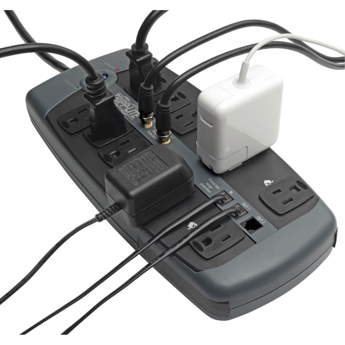 Tripp Lite Protect It! 10-Outlet Surge Protector 8 ft. (2.43 m) Cord 3345 Joules Tel/Modem/Coaxial Protection