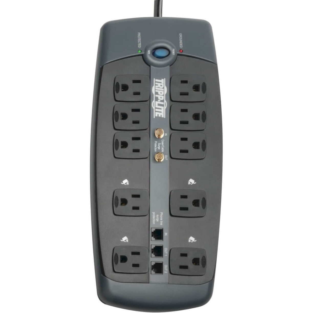 Tripp Lite Protect It! 10-Outlet Surge Protector 8 ft. (2.43 m) Cord 3345 Joules Tel/Modem/Coaxial Protection