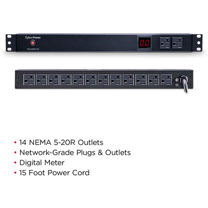 CyberPower PDU20M2F12R 100 - 125 VAC 20A Metered PDU