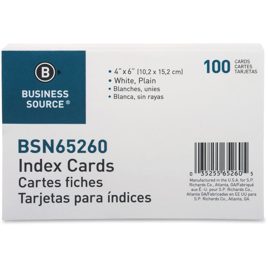 Business Source Plain Index Cards