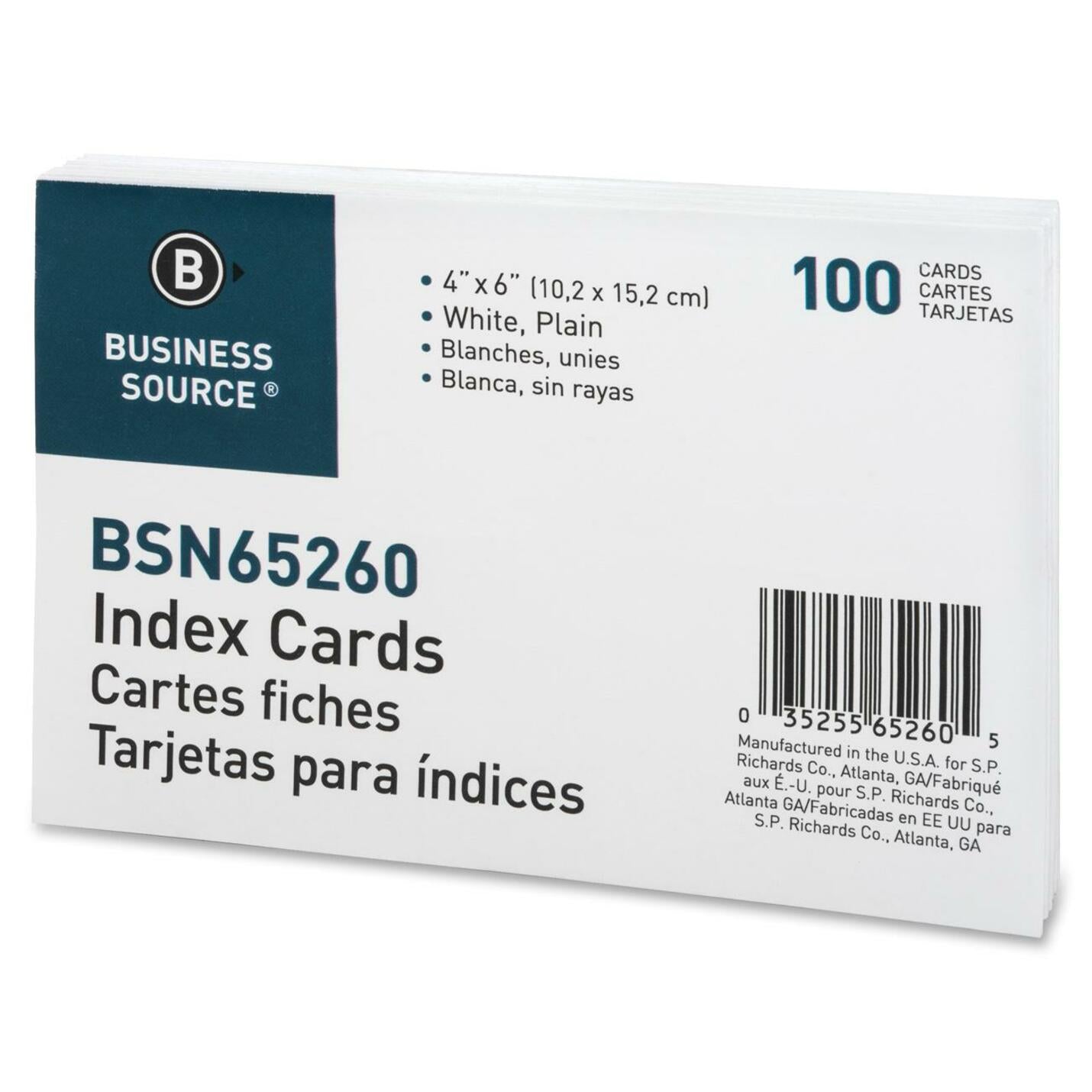 Business Source Plain Index Cards