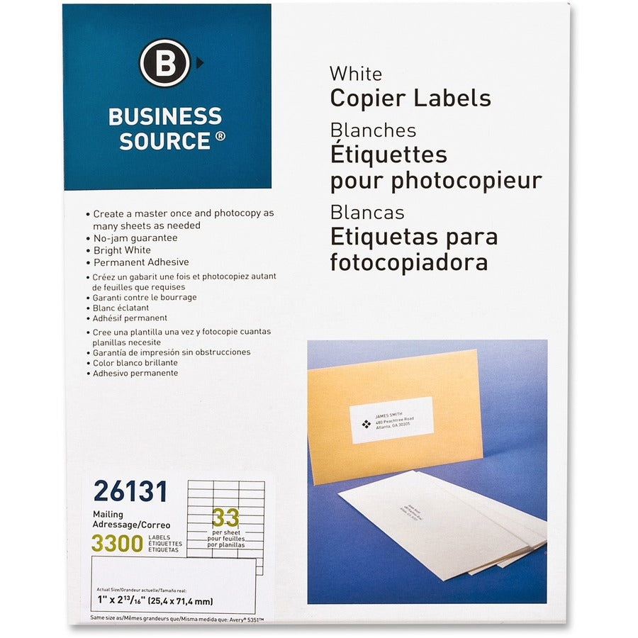 Business Source Bright White Copier Labels