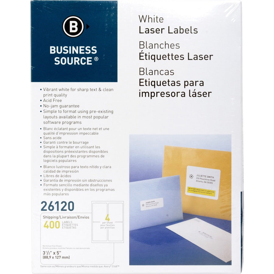 Business Source Bright White Premium-quality Address Labels