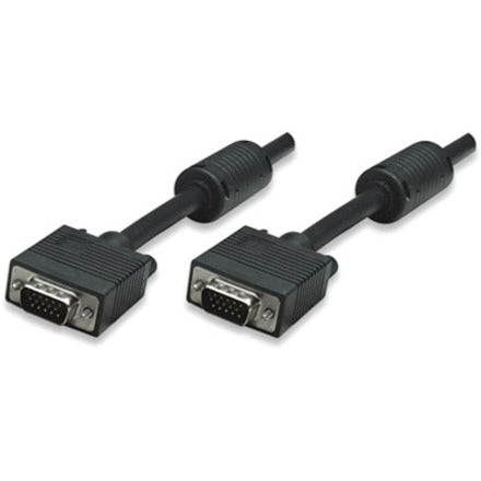 Manhattan SVGA HD15 Male to HD15 Male Monitor Cable with Ferrite Cores 30' Black