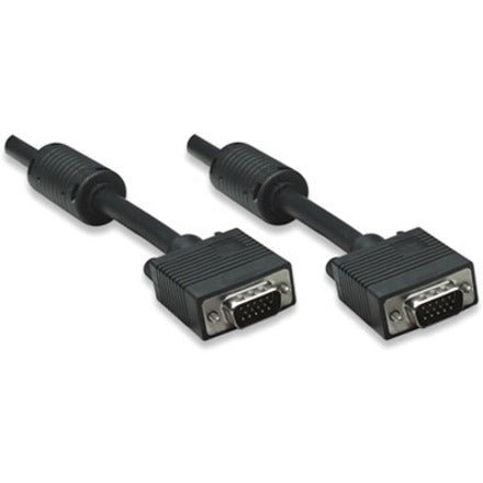 Manhattan SVGA HD15 Male to HD15 Male Monitor Cable with Ferrite Cores 30' Black