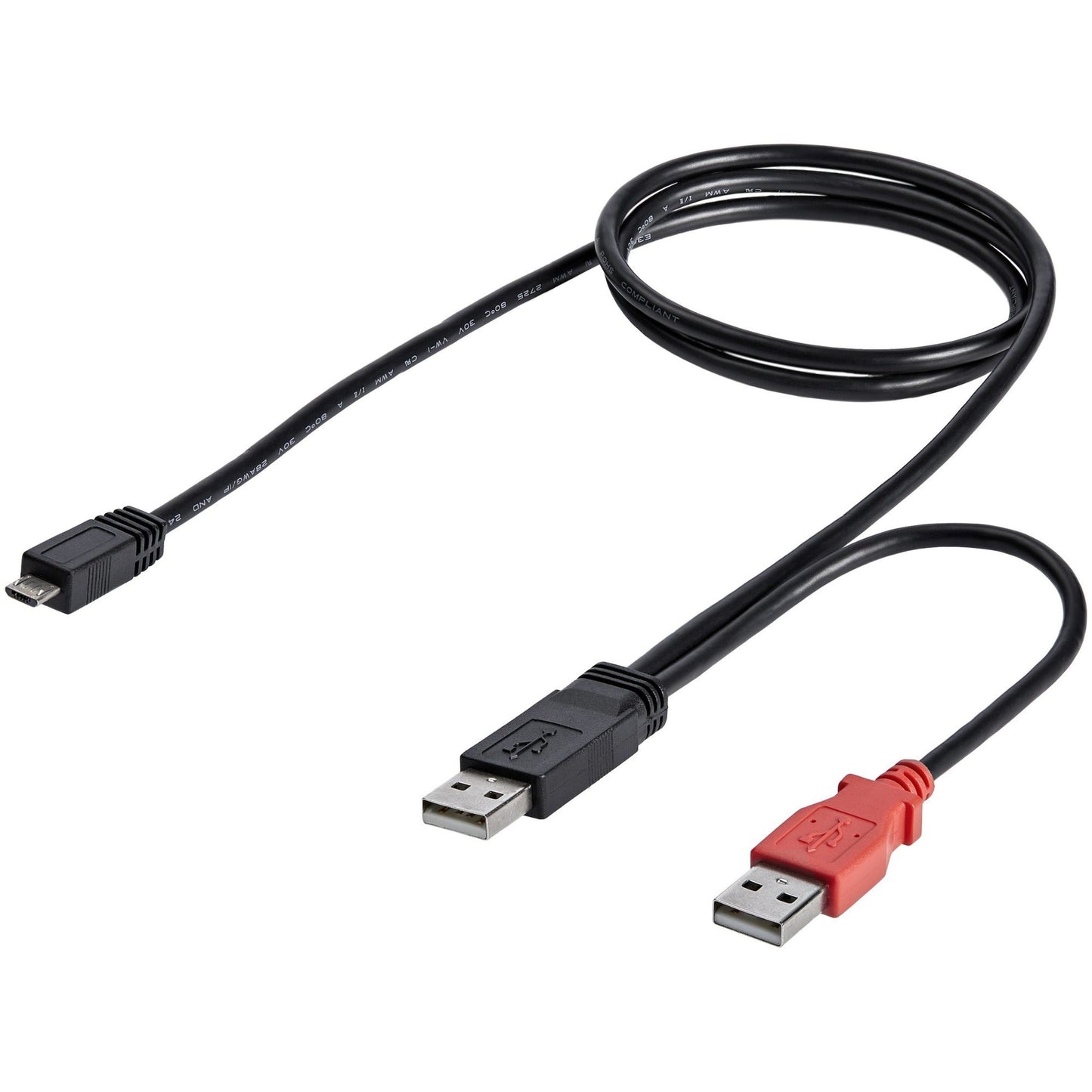 StarTech.com 3 ft USB Y Cable for External Hard Drive - Dual USB A to Micro B