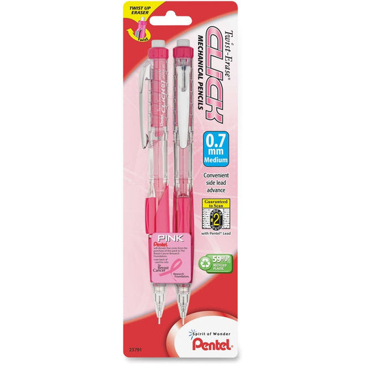 Pentel Twist Erase Pink Click Mechanical Pencils