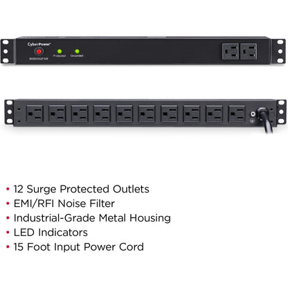 CyberPower RKBS15S2F10R Rackbar 12 - Outlet Surge with 3600 J