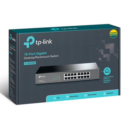 TP-LINK TL-SG1016D 10/100/1000Mbps 16-Port Gigabit 13-inch Rackmountable Switch 32Gbps Capacity