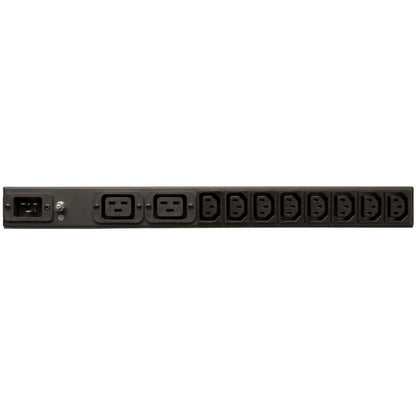 Tripp Lite PDU 1.6-3.8kW Single-Phase 100-240V Basic PDU 14 Outlets (12 C13 & 2 C19) C20 with L6-20P Adapter 12 ft. (3.66 m) Cord 1U Rack-Mount