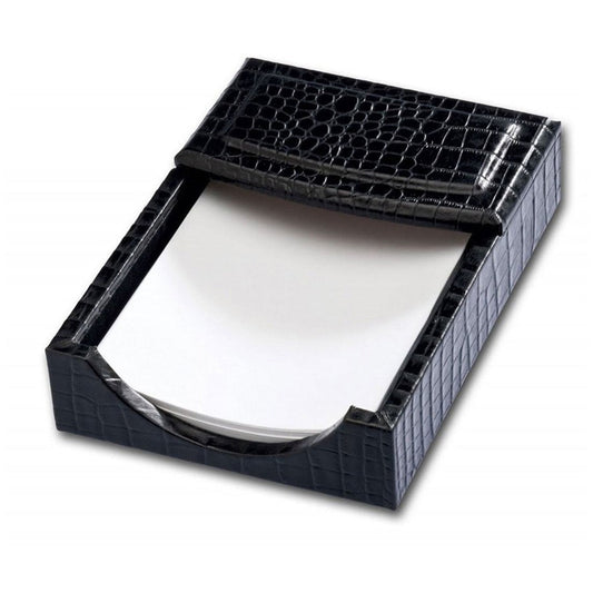 Dacasso Crocodile Embossed Black Leather Memo Holder