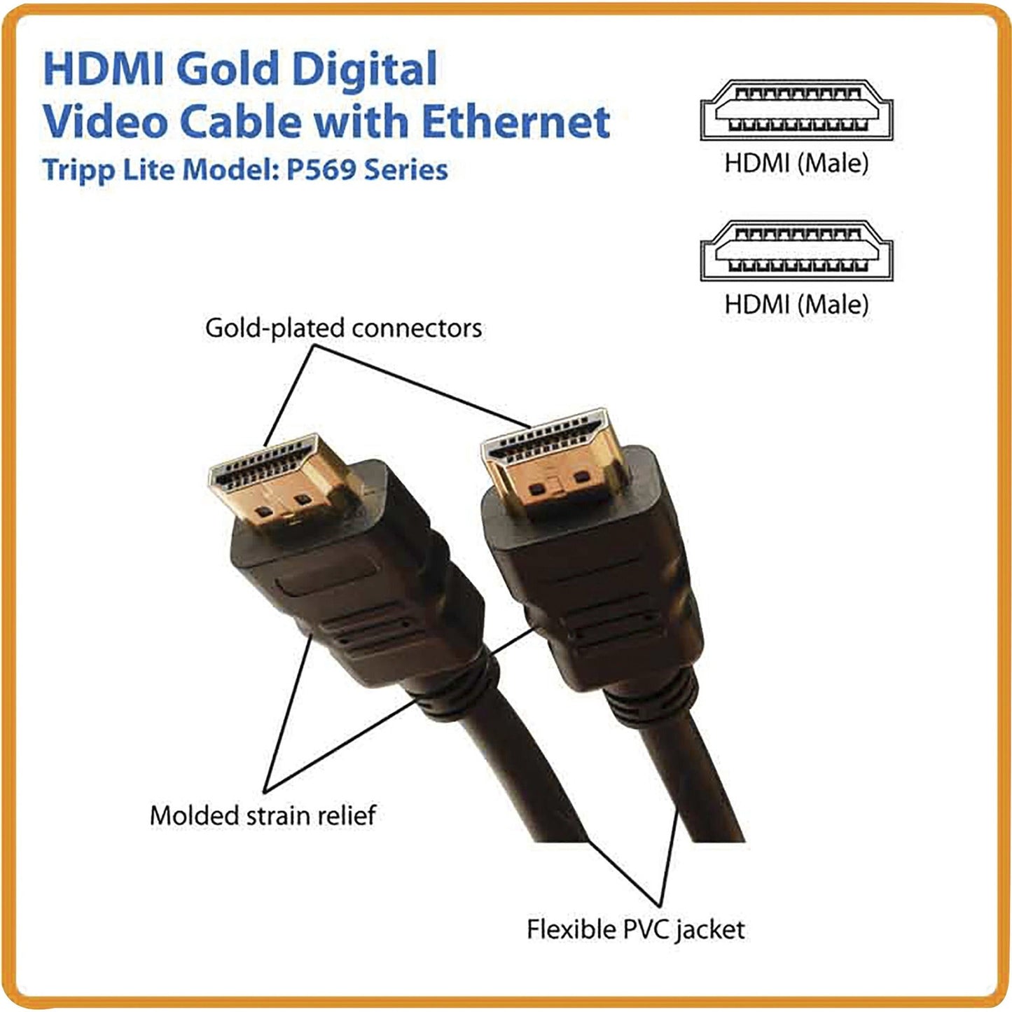 Tripp Lite High Speed HDMI Cable with Ethernet UHD 4K Digital Video with Audio (M/M) 3 ft. (0.91 m)