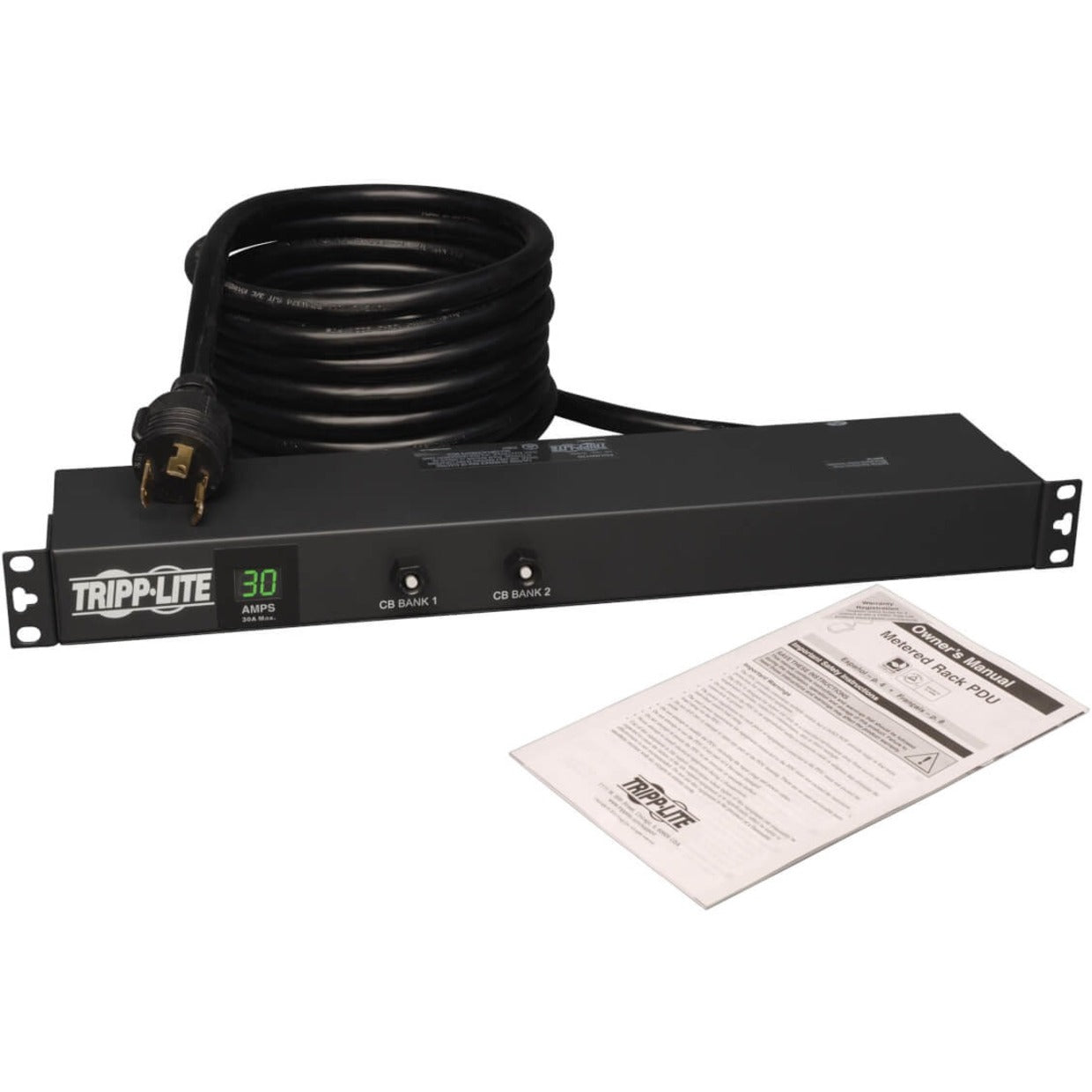 Tripp Lite PDU 2.9kW Single-Phase Local Metered PDU 120V Outlets (12 5-15/20R) L5-30P 15 ft. (4.57 m) Cord 1U Rack-Mount