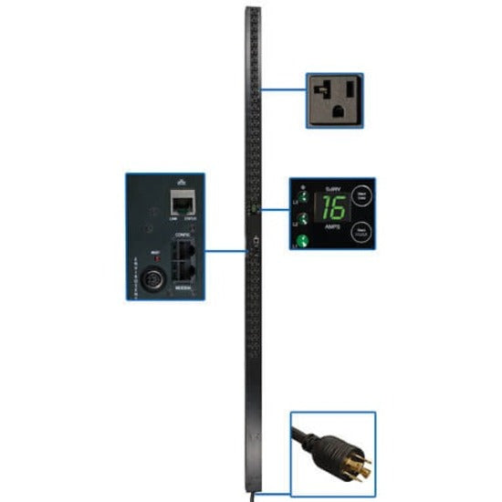 Tripp Lite PDU 5.7kW 3-Phase Monitored PDU 120V Outlets (36 5-15/20R) 208V L21-20P 10 ft. (3.05 m) Cord 0U Vertical TAA