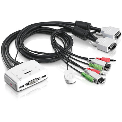 TRENDnet 2-Port DVI USB KVM Switch and Cable Kit with Audio Manage Two PC's USB 2.0 Hot-Plug Auto-Scan Hot-Keys Windows/Linux/Mac Compliant TK-214i