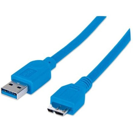 Manhattan SuperSpeed USB 3.0 A Male to Micro B Male Device Cable 5 Gbps 3 ft (1m) Blue