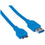 Manhattan SuperSpeed USB 3.0 A Male to Micro B Male Device Cable 5 Gbps 3 ft (1m) Blue