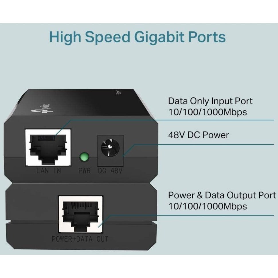 TP-LINK TL-PoE150S - 802.3af Gigabit PoE Injector - Convert Non-PoE to PoE Adapter - Auto Detects the Required Power - up to 15.4W - Plug & Play - Distance Up to 100 meters (328 ft.) - Black