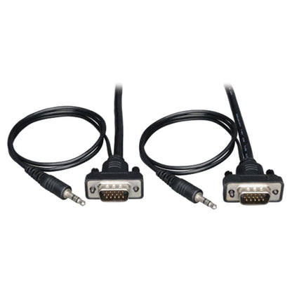 Tripp Lite Low-Profile VGA High-Resolution RGB Coaxial Cable with Audio (HD15 and 3.5mm M/M) 6 ft. (1.83 m)