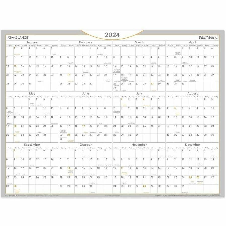 At-A-Glance WallMates Self-Adhesive Dry-Erase Calendar
