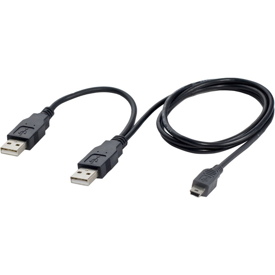 SYBA Multimedia Double Strength USB Y Cable Combines Two Type-A Ports into a Mini-b 5-Pin Black
