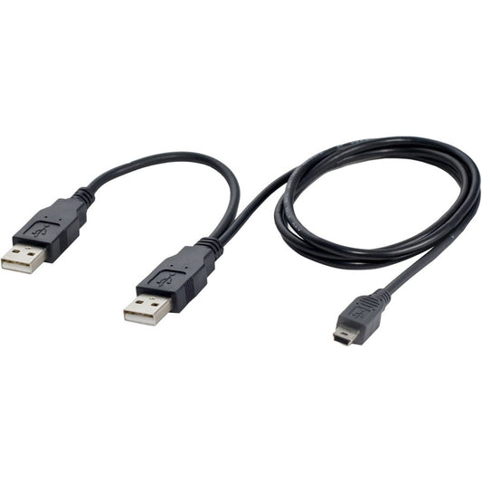 SYBA Multimedia Double Strength USB Y Cable Combines Two Type-A Ports into a Mini-b 5-Pin Black
