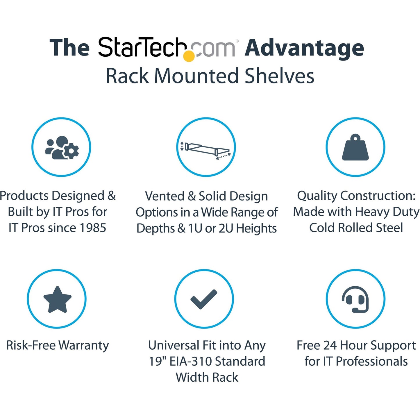 StarTech.com 1U Server Rack Cabinet Shelf - Fixed 7" Deep Cantilever Rackmount Tray for 19" Data/AV/Network Enclosure w/cage nuts screws