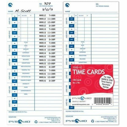 Pyramid 500/3700 Time Clock Universal Time Cards