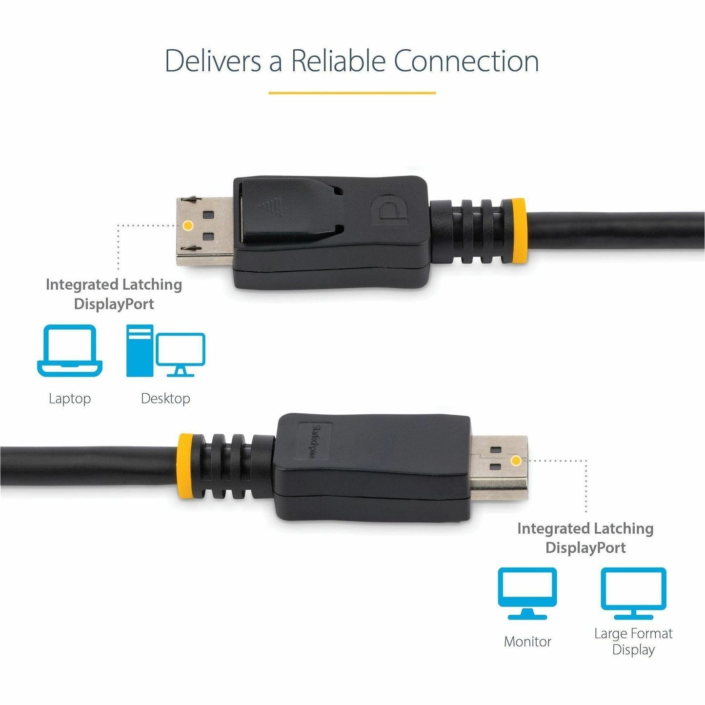 StarTech.com 50cm (1ft) DisplayPort 1.2 Cable 4K x 2K UHD VESA Certified DisplayPort Cable DP Cable/Cord for Monitor w/ Latches