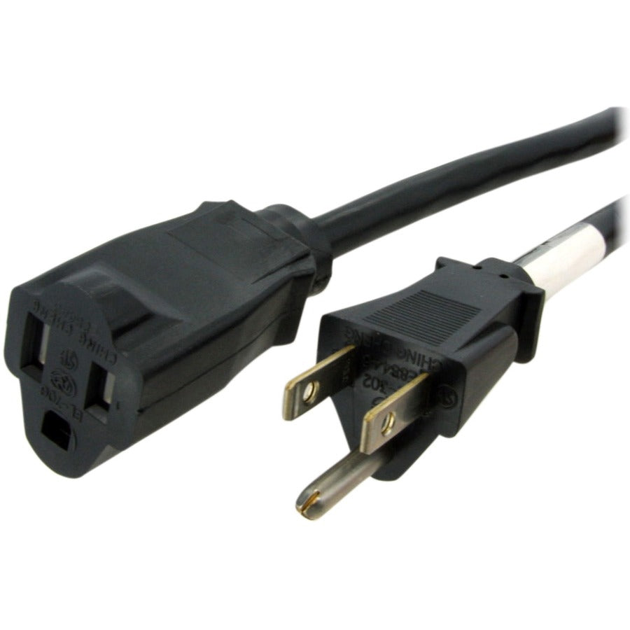 StarTech.com 6ft (1.8m) Heavy Duty Extension Cord NEMA5-15R to NEMA5-15P Black Extension Cord 15A 125V 14AWG Heavy Gauge Power Cable