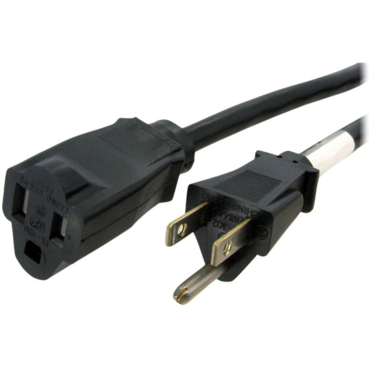 StarTech.com 6ft (1.8m) Heavy Duty Extension Cord NEMA5-15R to NEMA5-15P Black Extension Cord 15A 125V 14AWG Heavy Gauge Power Cable