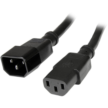 StarTech.com 10ft (3m) Heavy Duty Extension Cord IEC C14 to IEC C13 Black Extension Cord 15A 125V 14AWG Heavy Gauge Power Cable
