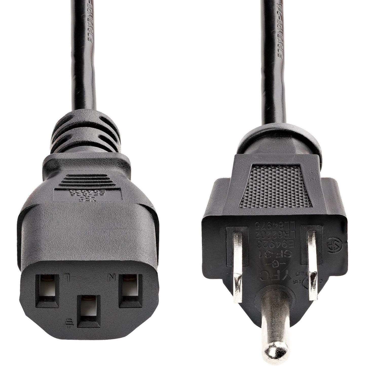 StarTech.com 10ft (3m) Heavy Duty Power Cord NEMA 5-15P to C13 15A 125V 14AWG Replacement AC Computer Power Cord PC Power Supply Cable
