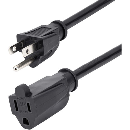 StarTech.com 20ft (6m) Power Extension Cord NEMA5-15R to NEMA5-15P Black Extension Cord 13A 125V 16AWG Computer Power Extension Cable