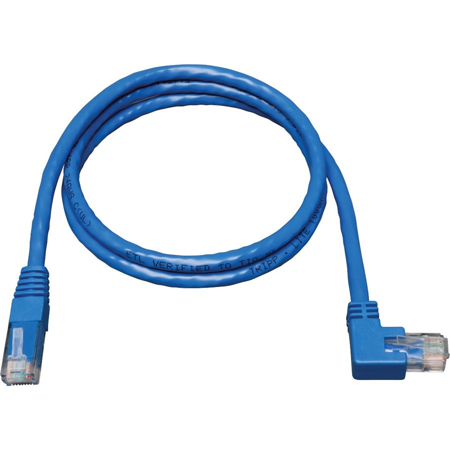 Tripp Lite Right-Angle Cat6 Gigabit Molded UTP Ethernet Cable (RJ45 Right-Angle M to RJ45 M) Blue 5 ft. (1.52 m)