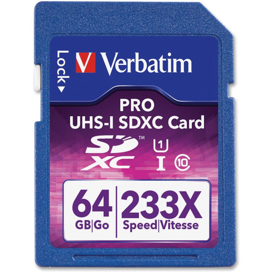 Verbatim 64GB 233X Pro SDXC Memory Card UHS-1 Class 10
